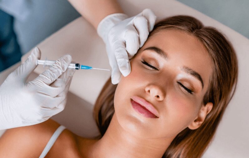 Beauty procedure with closed eyes